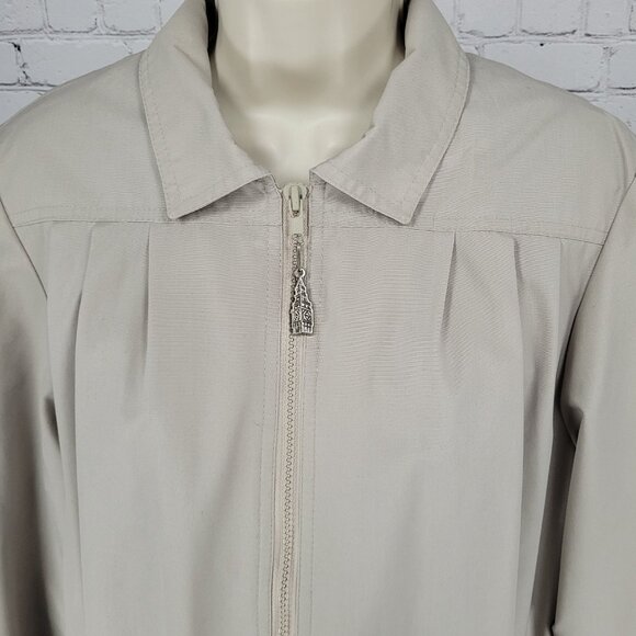 London Fog Beige Removable Thinsulate Liner Pleated Full Zip Jacket Size 14 - Picture 8 of 16